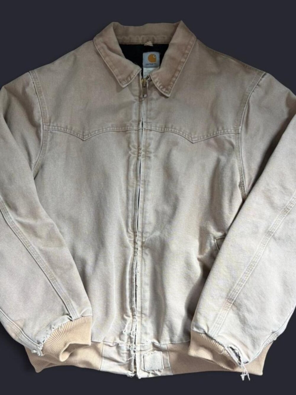 Carhartt Santa Fe Tan Brown Jacket L/XL Distressed